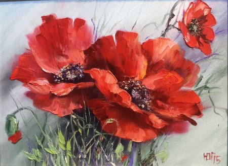 Картина маки мастихином