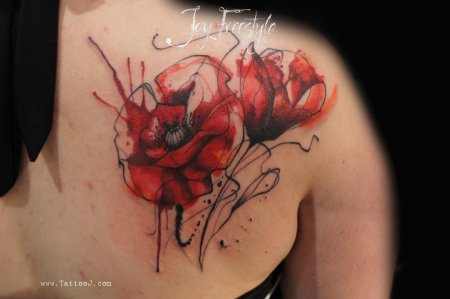 Акварельные тату маки