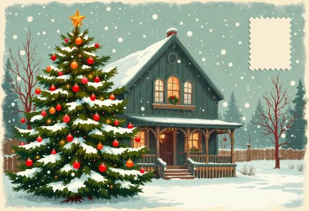 Открытка новогодняя елка