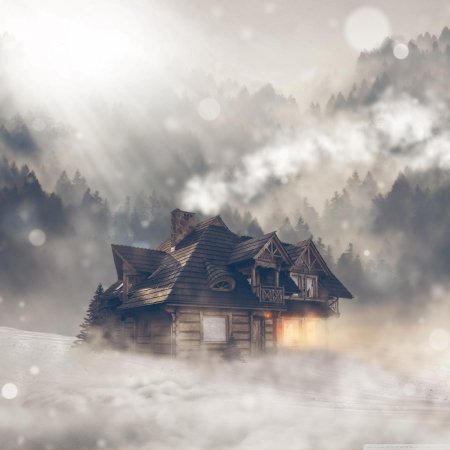 Домик в зимнем лесу