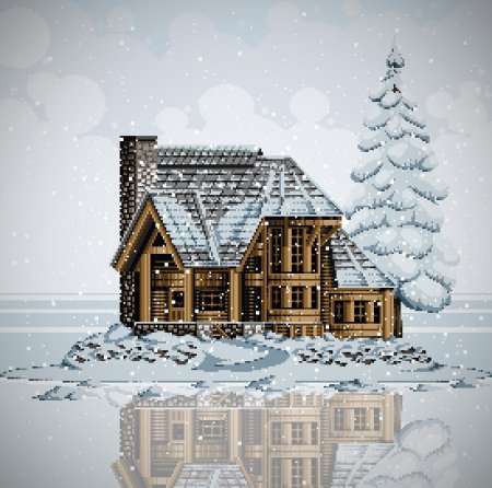 Пиксельный зимний дом