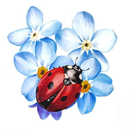 Незабудки с божьей коровкой