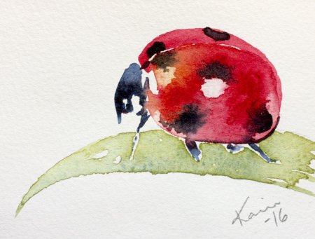 Божья коровка акварель