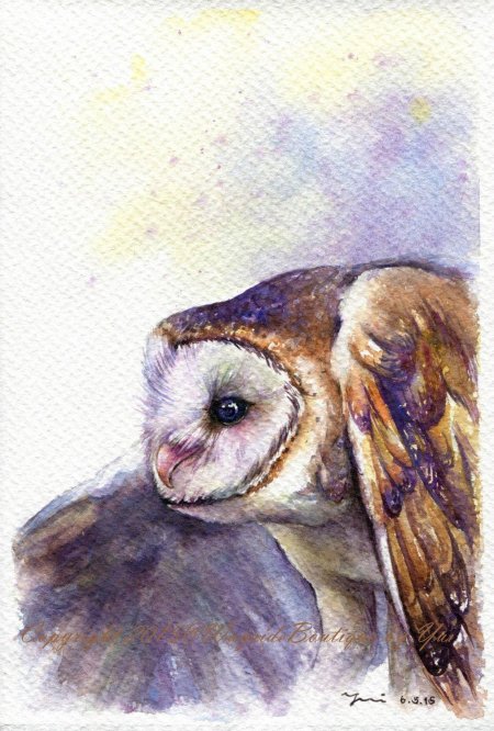 Сова акварель