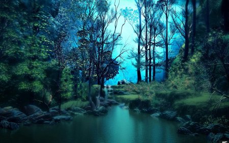 Волшебный лес с озером