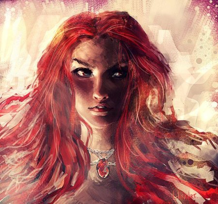 Арт рыжая девушка