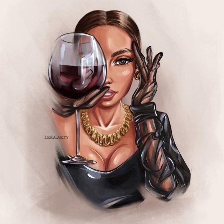 Картина по номерам девушка с бокалом вина