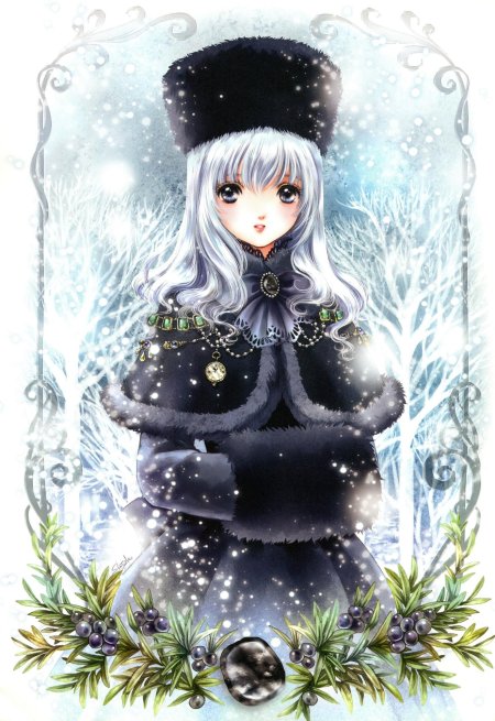 Аниме девушка зимой