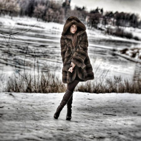 Фотосессия в стиле зимой шубе