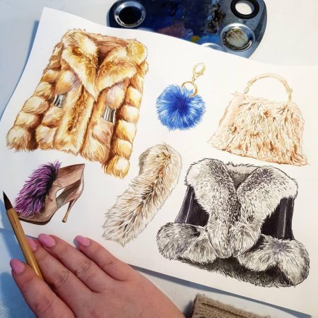 Эскиз одежды из меха