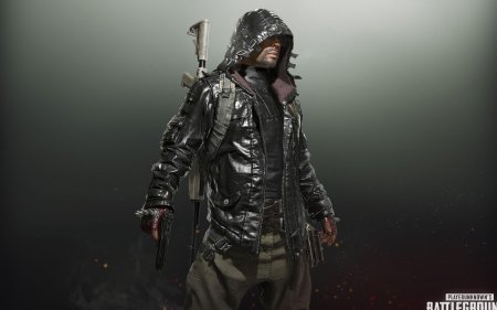 Leather hoodie black pubg