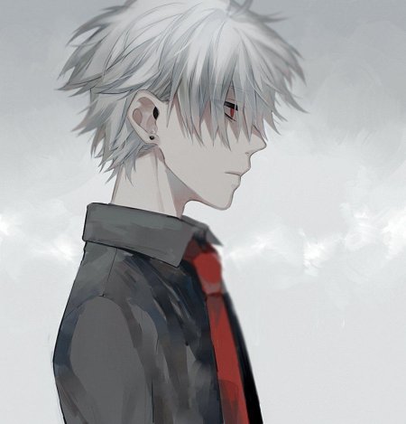 Арт парень с белыми волосами