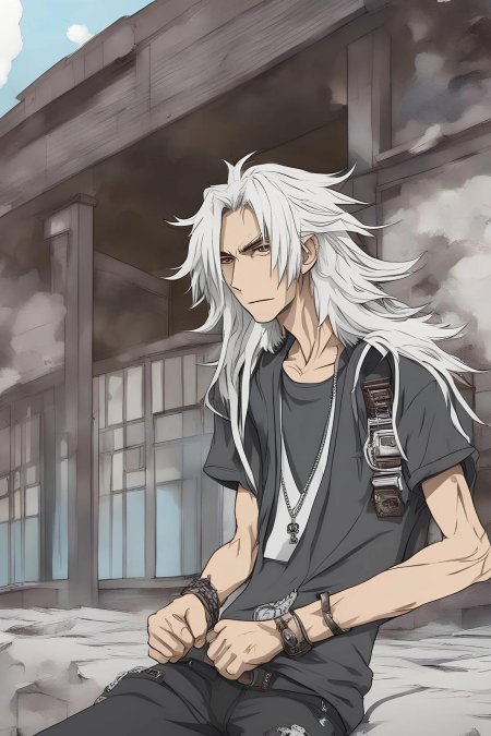 Парень с длинными белыми волосами