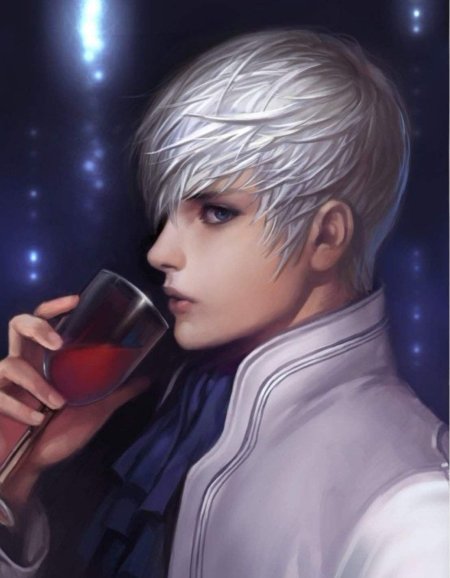 Арт парень с белыми волосами