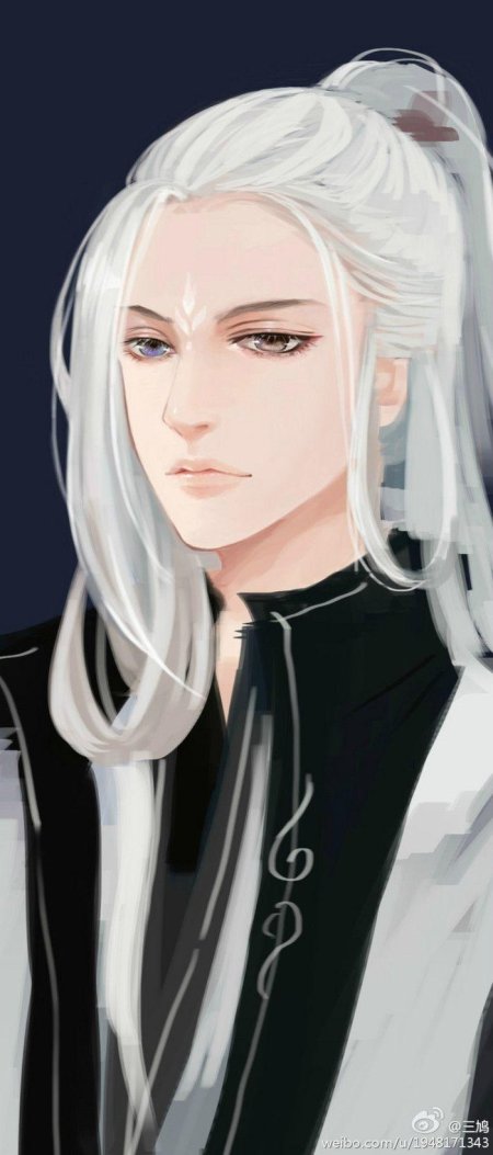 Парень с длинными белыми волосами арт