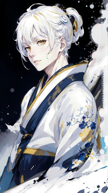 Парень с белыми волосами арт