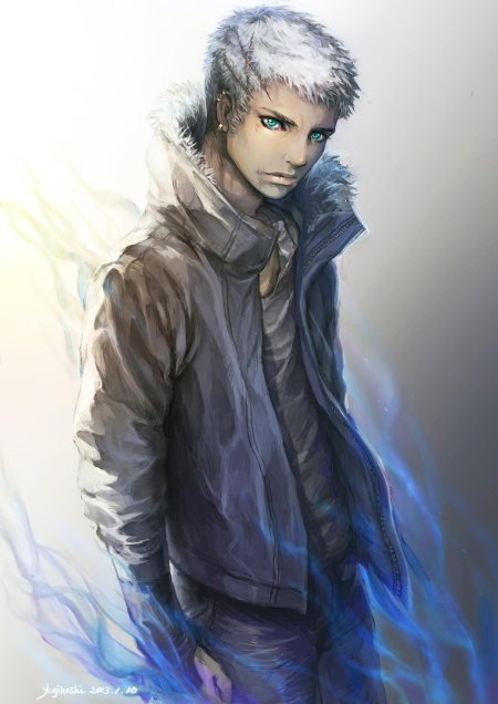 Парень с серыми волосами арт