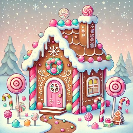 Новогодний пряничный домик рисунок