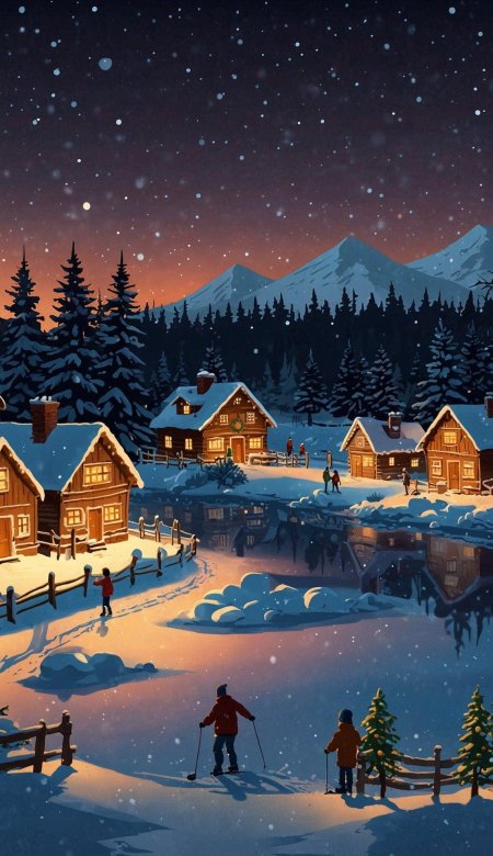 Зимняя новогодняя деревня