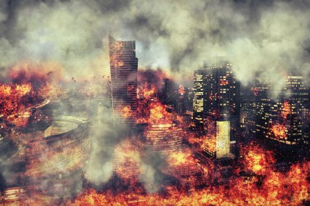 Горящий город фон