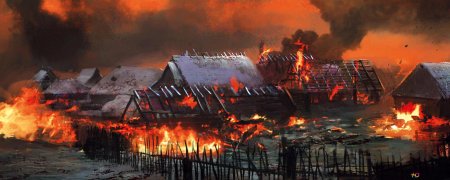 Горящая деревня арт