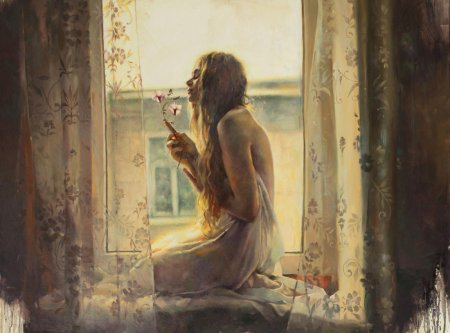 Картина девушка у окна