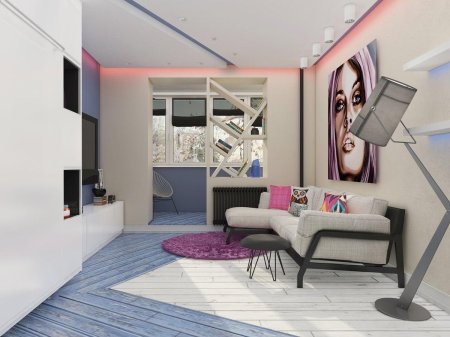 Молодежный интерьер гостиной