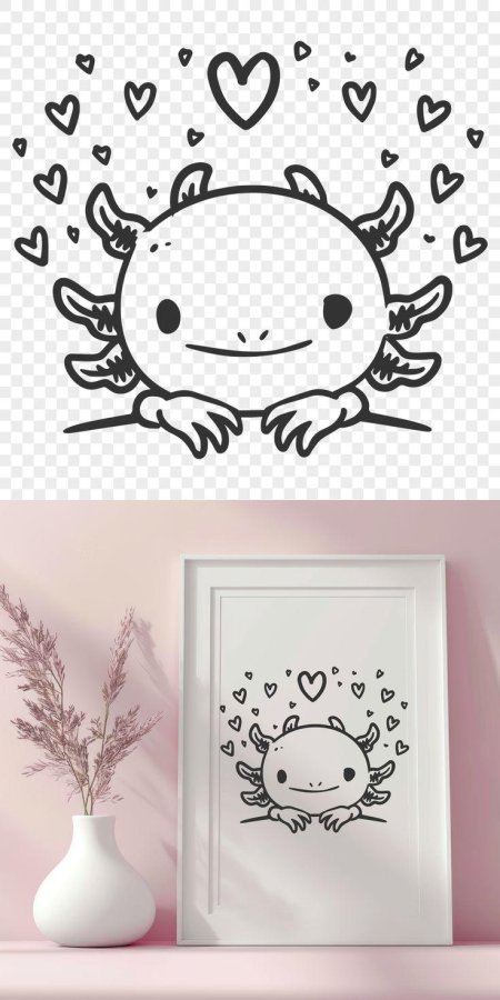 Аксолотль раскраска для детей