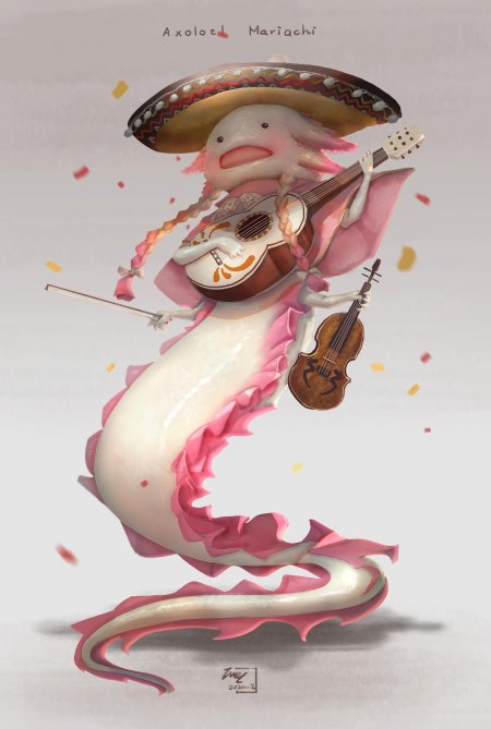 Аксолотль аниме арт