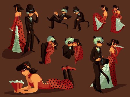 Арты леди баг и супер кот в стиле танцы