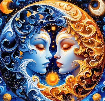 Солнце и луна арт любовь