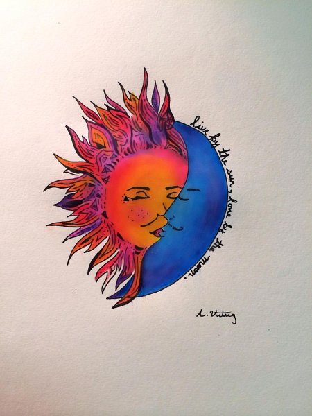 Солнце и луна эскиз