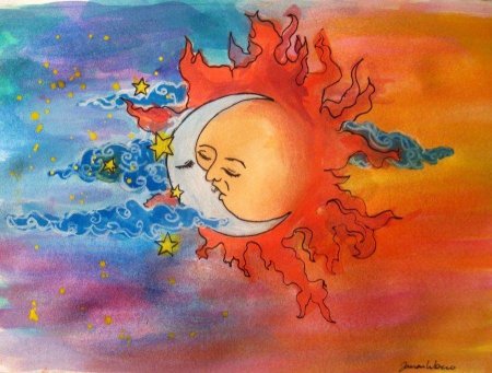 Рисунок солнца и луны