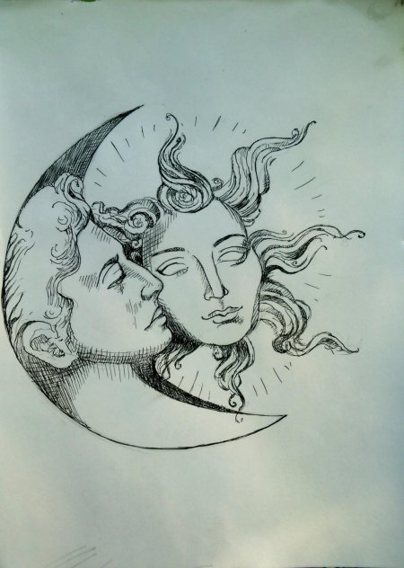 Sun and moon drawing