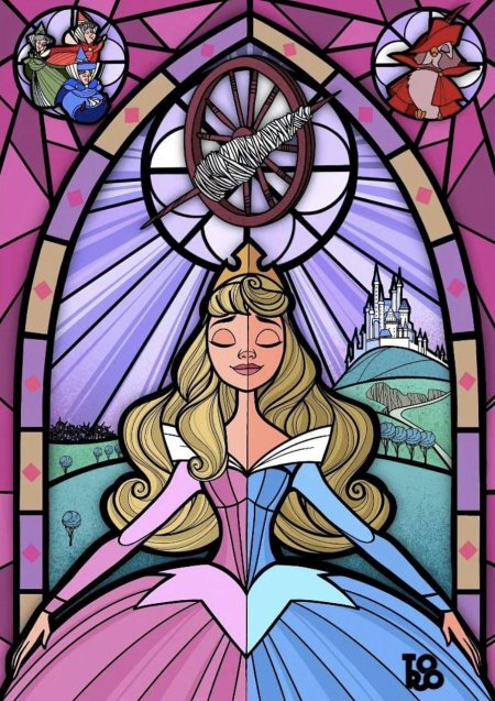 Beauty and the beast stained glass