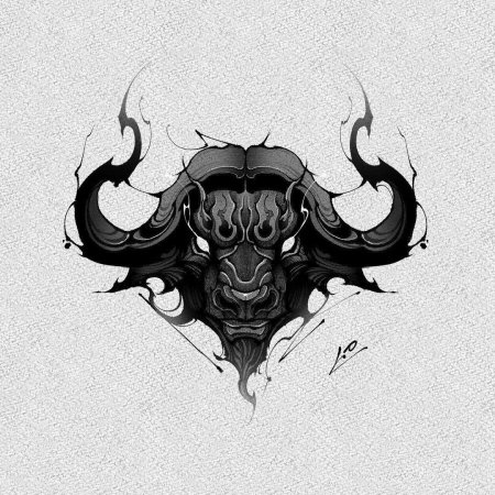 Эскиз разъяренный бык тату