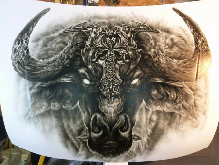 Тату голова быка