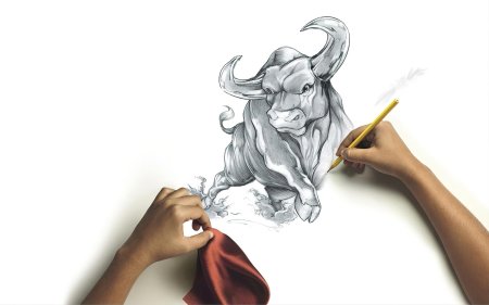 Бык карандашом