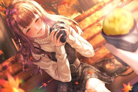 Аниме девочка с кофе