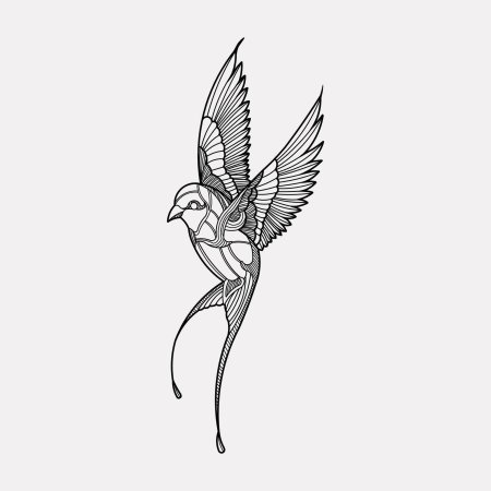 Тату колибри эскиз