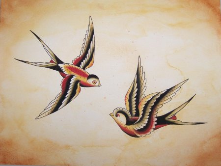 Ласточка олдскул тату эскиз