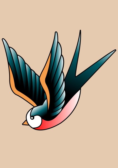 Ласточка тату олд скул