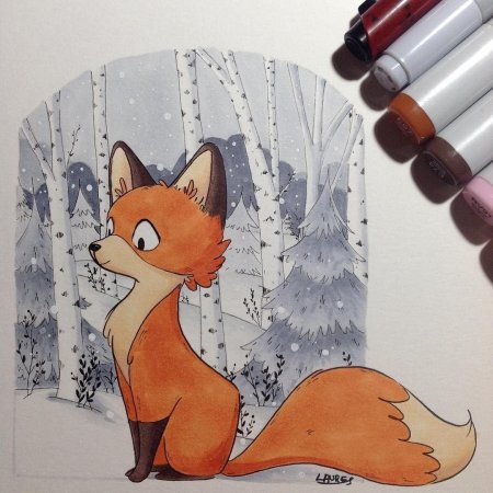 Рисунки лисы для срисовки