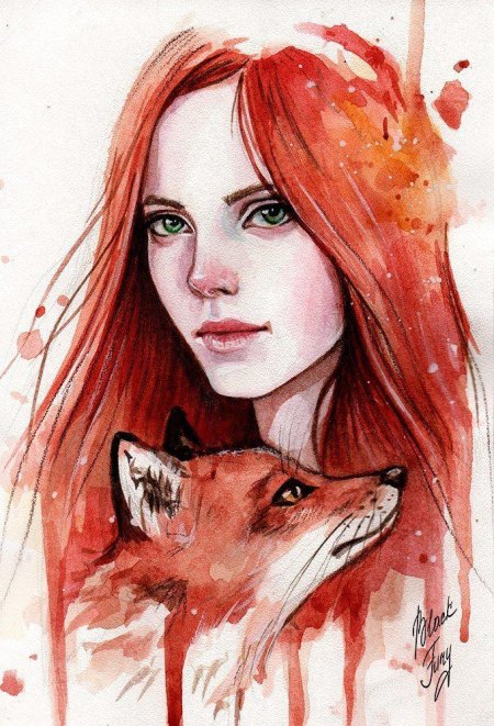Рыжая девушка рисунок