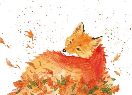 Лиса акварель