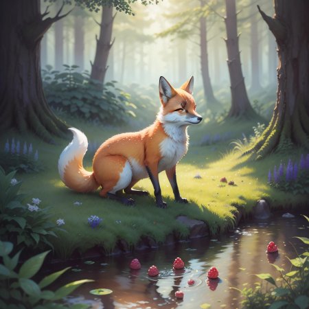 Лисица в лесу