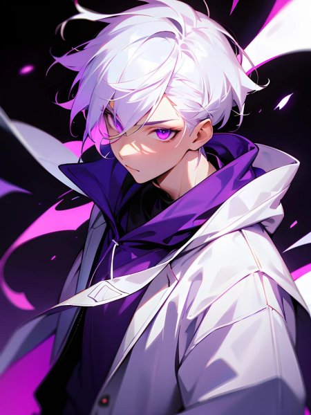 Парень с фиолетовыми волосами