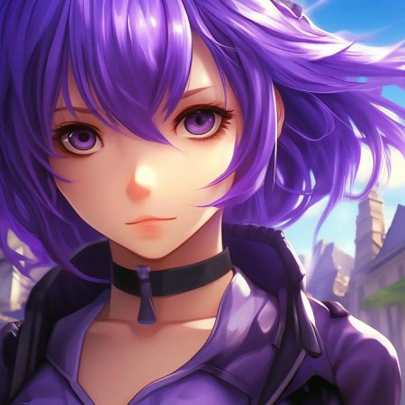 Аниме девушка с фиолетовыми волосами