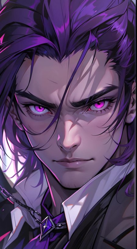 Парень с фиолетовыми волосами