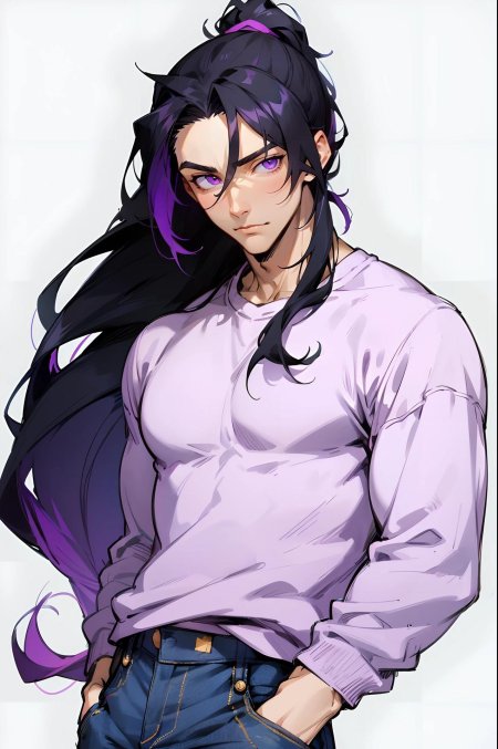 Парень с фиолетовыми волосами